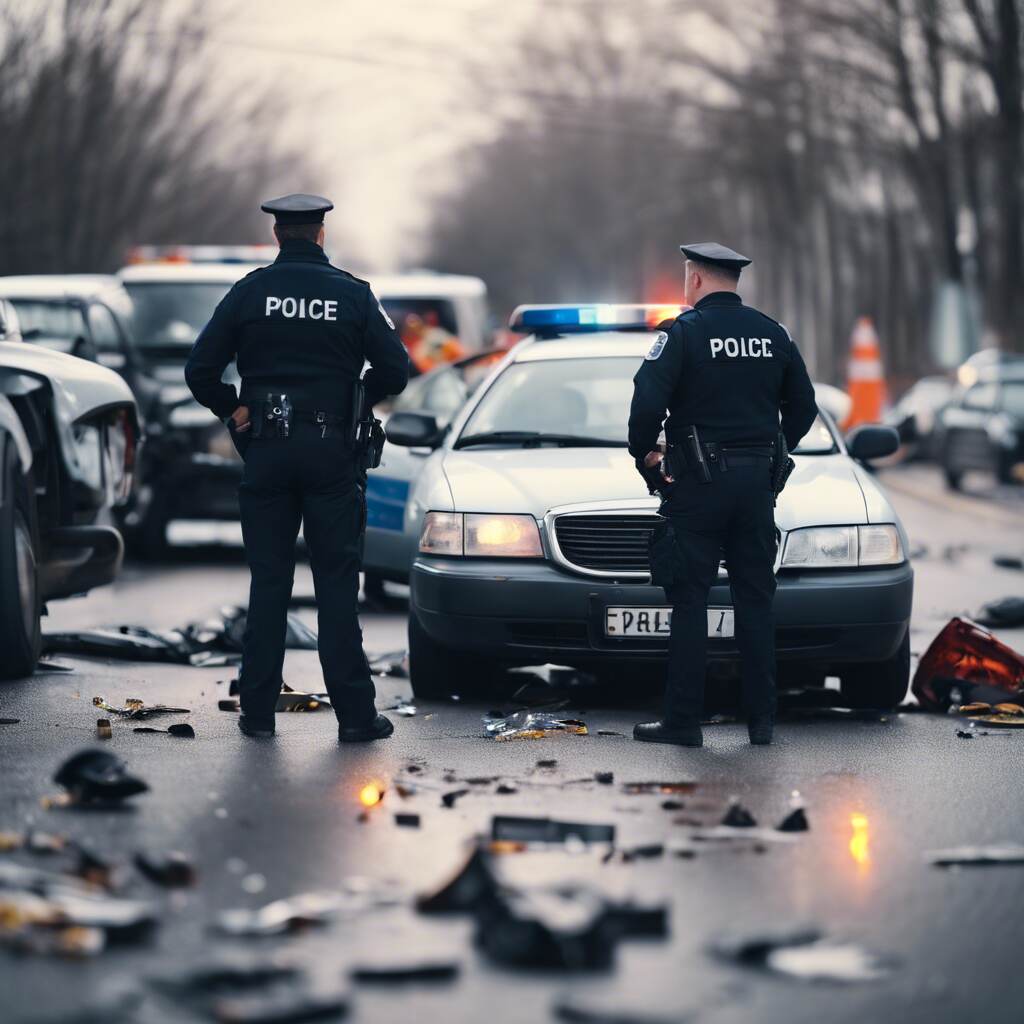 an accident scene with the police carrying out investigation