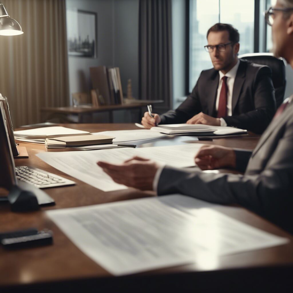 A personal injury lawyer at the office evaluating documents for claim process... 