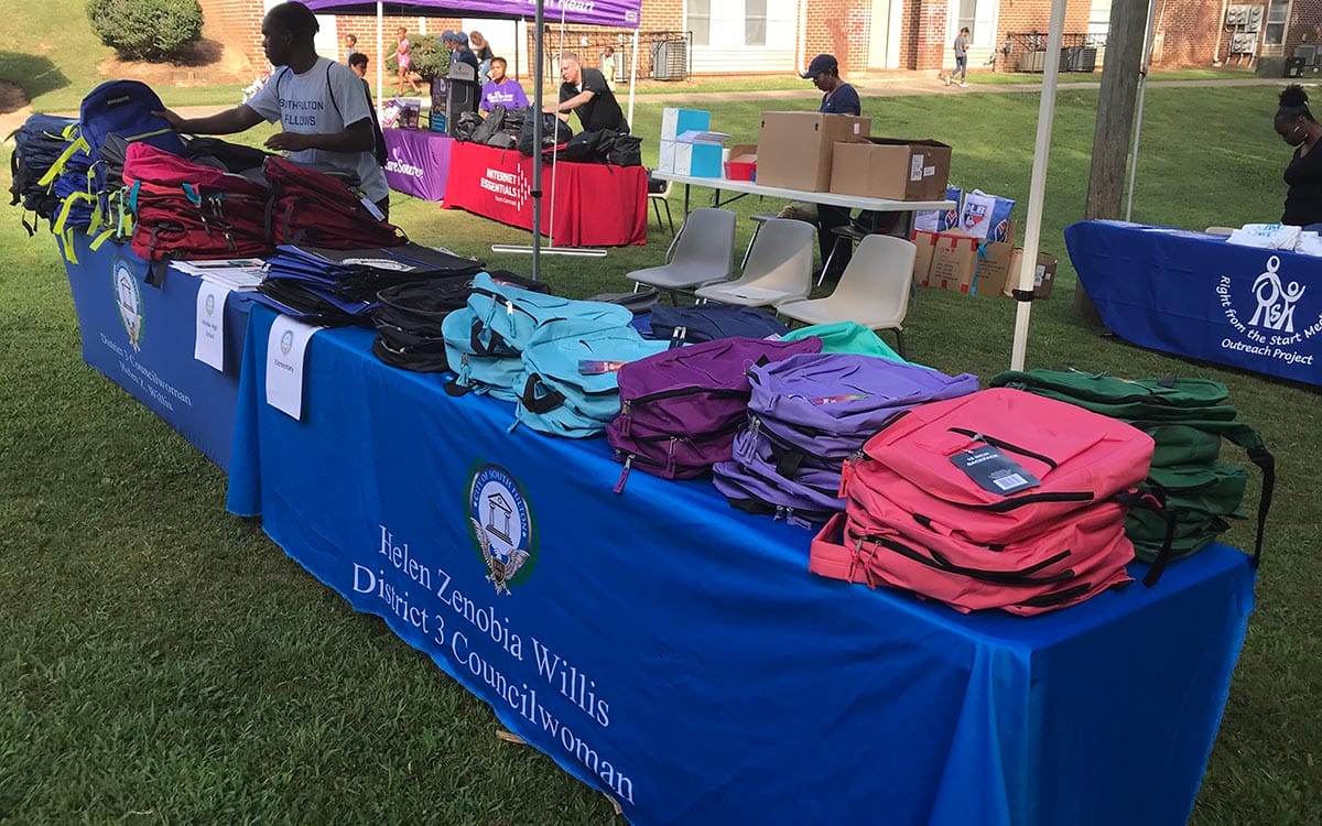 Every student received a backpack, pencils, papers, and lots of stickers.